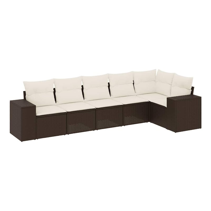 vidaXL 6 Piece Steel Sofa Set in White/Brown/Cream