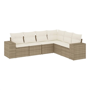 vidaXL 6 Piece Poly Rattan Large Sofa Set in Beige