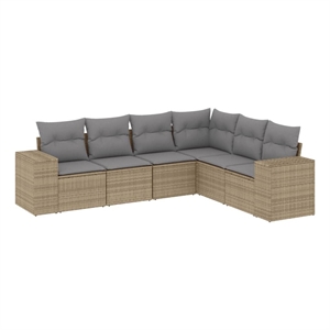 vidaXL 6 Piece Poly Rattan Sofa Set in Gray/Beige