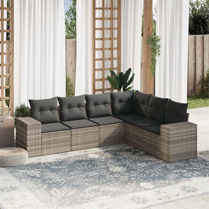 vidaXL Poly Rattan Small Sofa Set in Gray