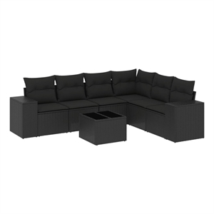 vidaXL 7 Piece Poly Rattan Sofa Set in Black
