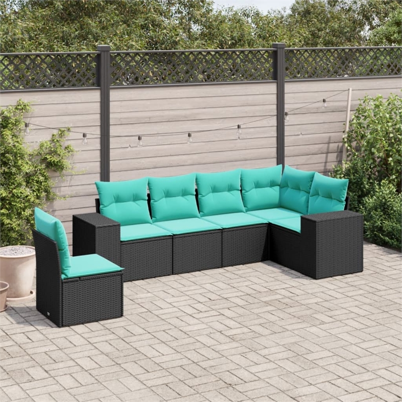 vidaXL 6 Piece Steel Standard Patio Sofa Set in Black