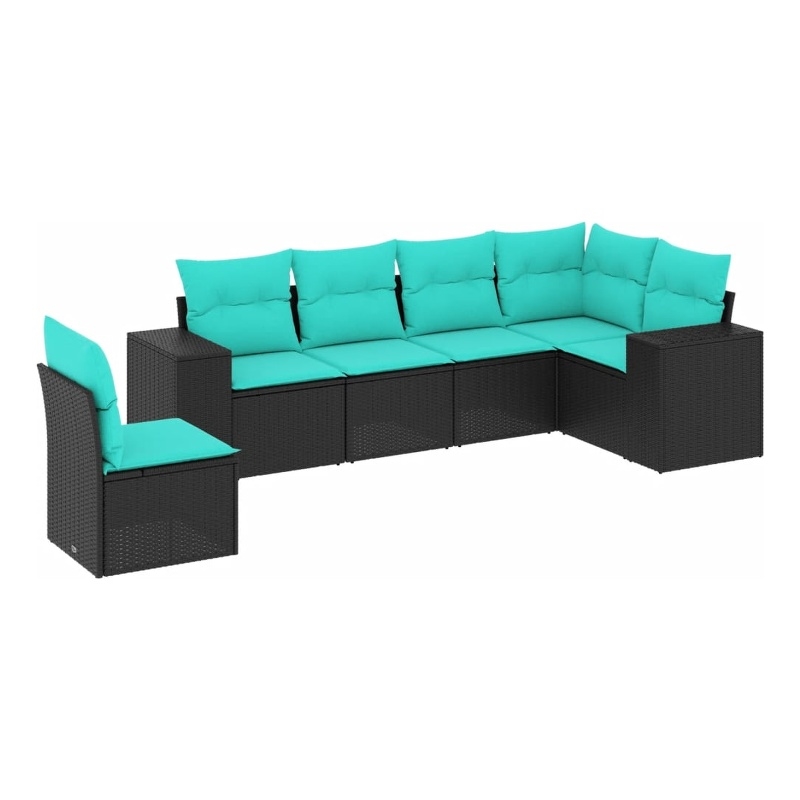 vidaXL 6 Piece Steel Standard Patio Sofa Set in Black
