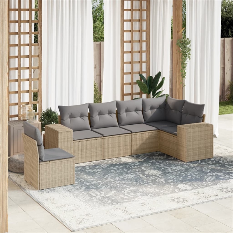 vidaXL 6 Piece Steel Sofa Set in Gray/Beige