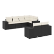 vidaXL 7 Piece Steel Sofa Set in Black/White/Cream