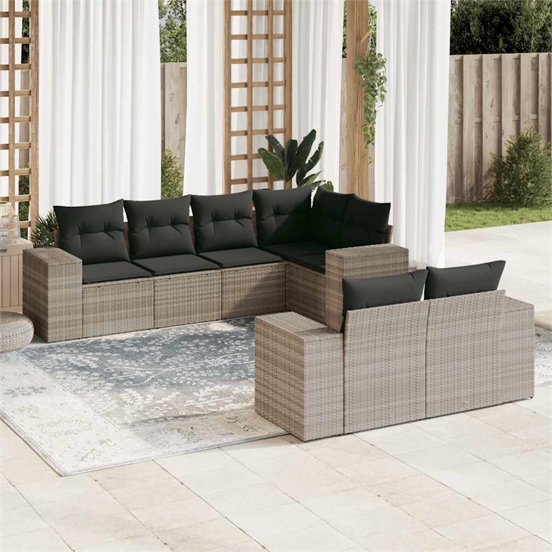 vidaXL 7 Piece Steel Sofa Set in Light Gray/Dark Gray