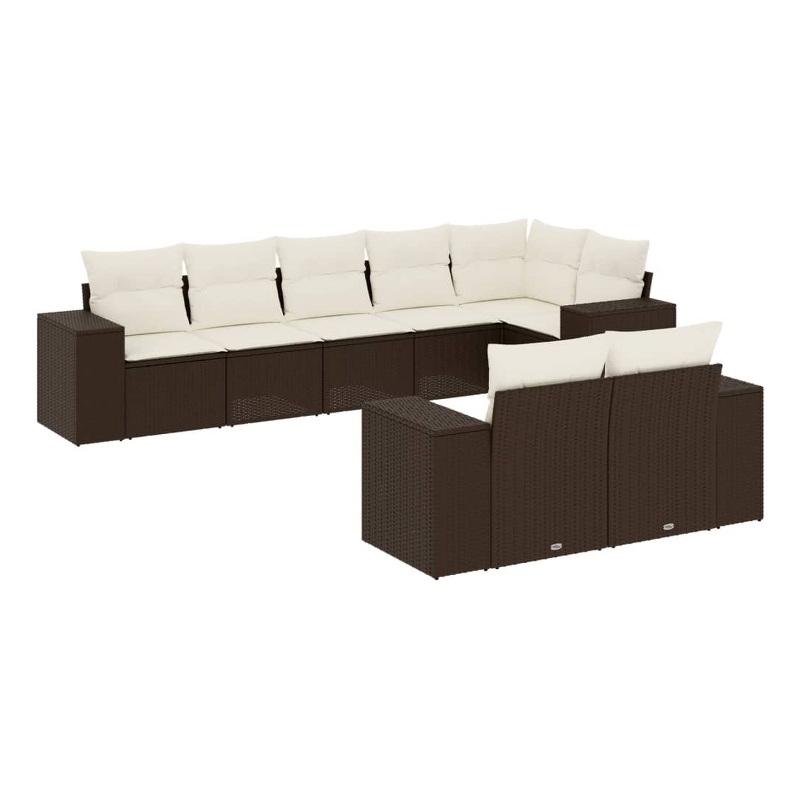vidaXL 8 Piece Steel Sofa Set in White/Brown/Cream