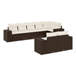 vidaXL 8 Piece Steel Sofa Set in White/Brown/Cream