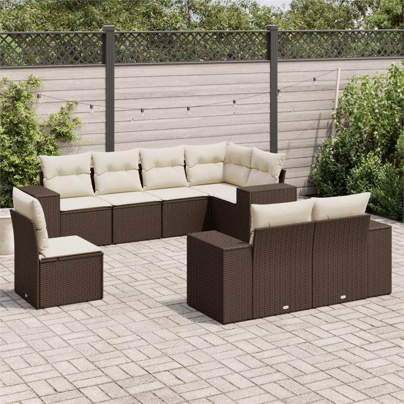 vidaXL 8 Piece Poly Rattan Patio Sofa Set