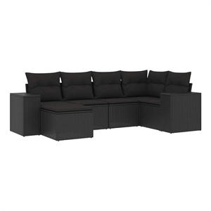 vidaXL 6 Piece Poly Rattan Sofa Set in Black