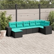 vidaXL 7 Piece Steel Patio Sofa Set in Black/Blue