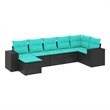 vidaXL 7 Piece Steel Patio Sofa Set in Black/Blue