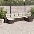 vidaXL 7 Piece Steel Sofa Set in White/Brown/Cream