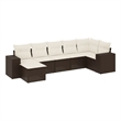 vidaXL 7 Piece Steel Sofa Set in White/Brown/Cream