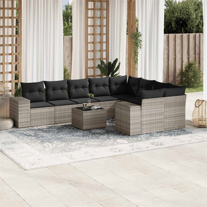 vidaXL Poly Rattan Sofa Set in Gray