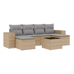vidaXL 7 Piece Poly Rattan Sofa Set in Gray/Beige