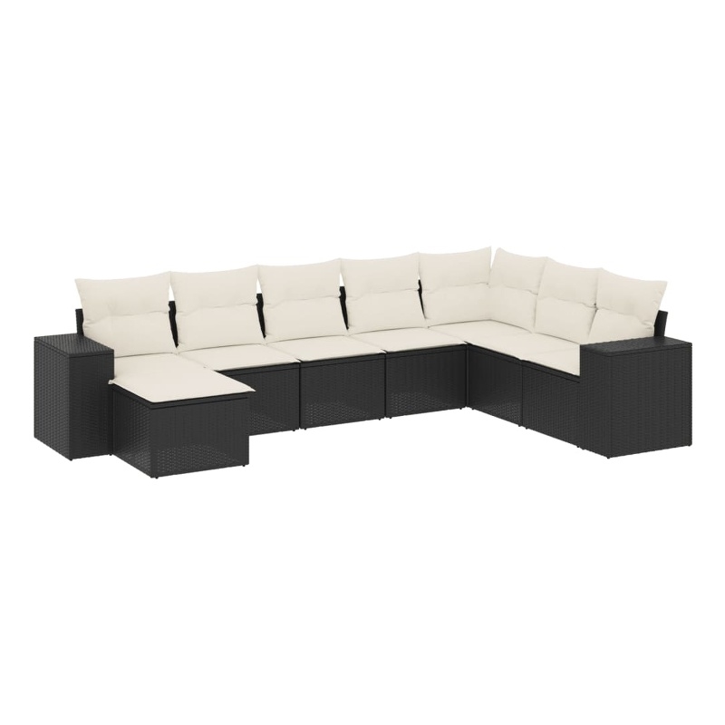 vidaXL 8 Piece Steel Sofa Set in Black/White/Cream