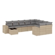 vidaXL Poly Rattan Sofa Set in Gray/Beige