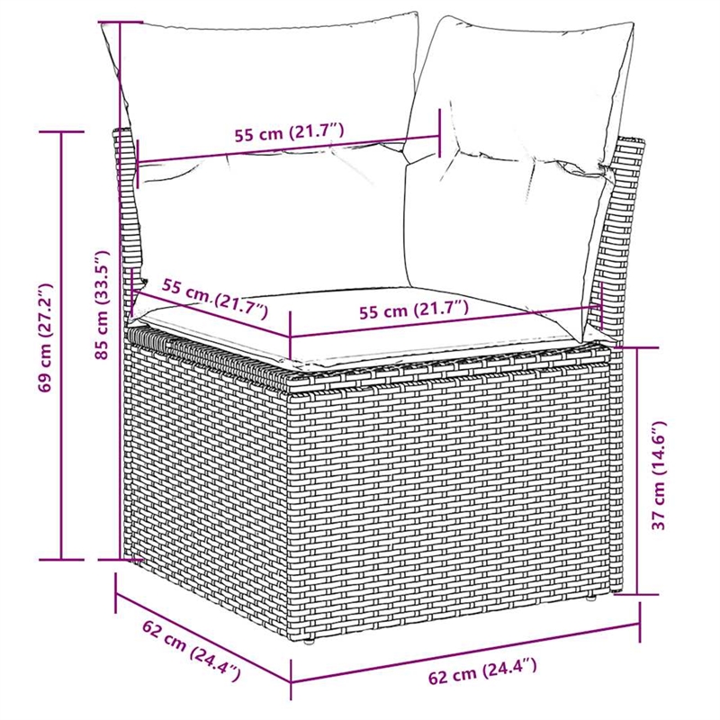 vidaXL 10 Piece Steel Large Sofa Set in Gray
