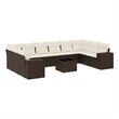 vidaXL 11 Piece Steel Sofa Set in White/Brown/Cream