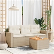 vidaXL 4 Piece Solid Acacia Wood Small Sofa Set in Beige
