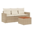 vidaXL 4 Piece Solid Acacia Wood Small Sofa Set in Beige