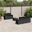 vidaXL Solid Acacia Wood Sofa Set in Black