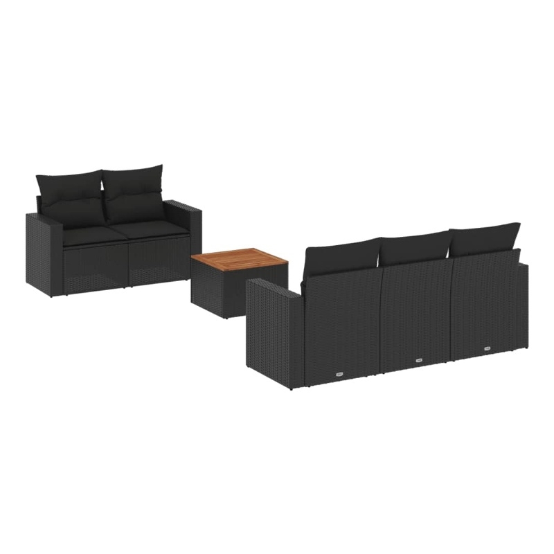 vidaXL Solid Acacia Wood Sofa Set in Black