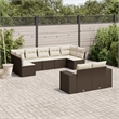 vidaXL 9 Piece Steel Sofa Set in White/Brown/Cream