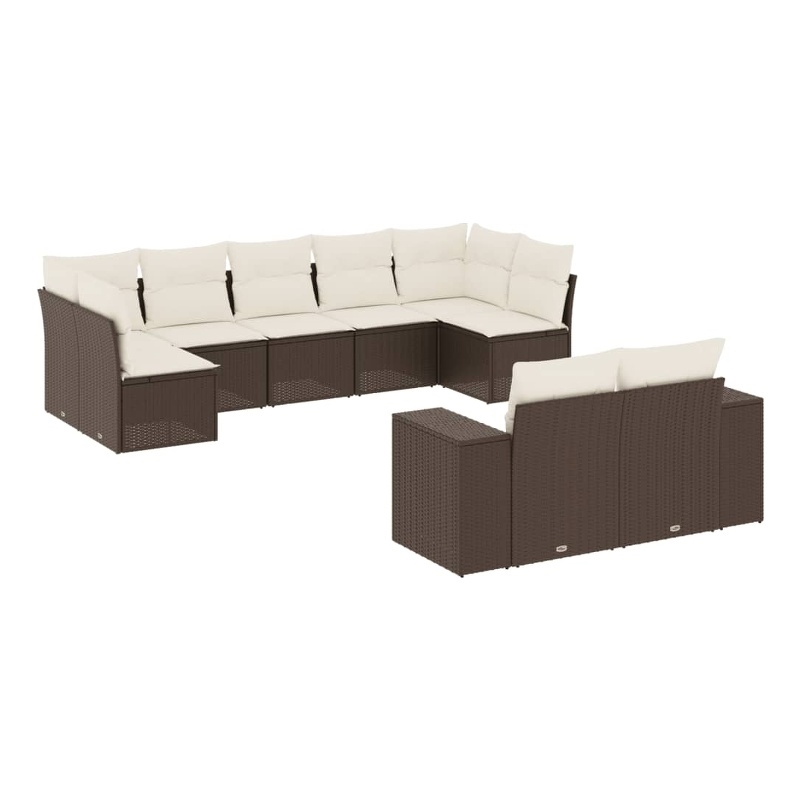 vidaXL 9 Piece Steel Sofa Set in White/Brown/Cream