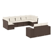 vidaXL 9 Piece Steel Sofa Set in White/Brown/Cream