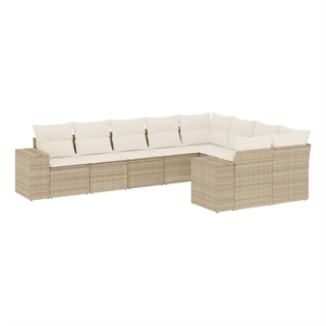vidaXL Poly Rattan Small Sofa Set in White/Cream/Beige