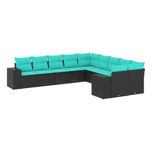 vidaXL 10 Piece Poly Rattan Patio Sofa Set in Black