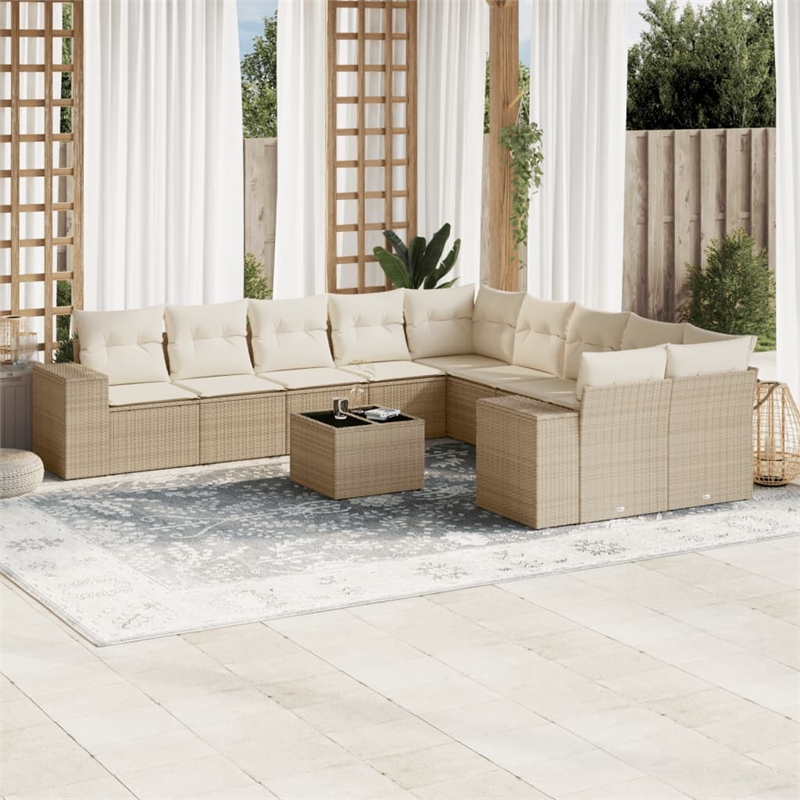 vidaXL 11 Piece Sofa Set in White/Cream/Beige