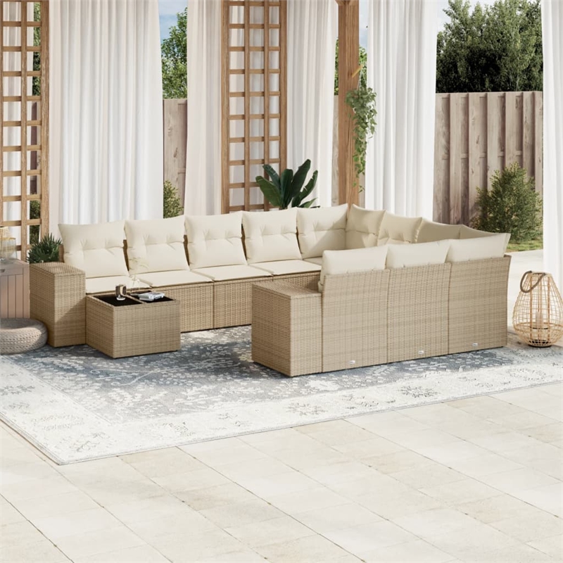 vidaXL 11 Piece Patio Sofa Set in White/Cream/Beige