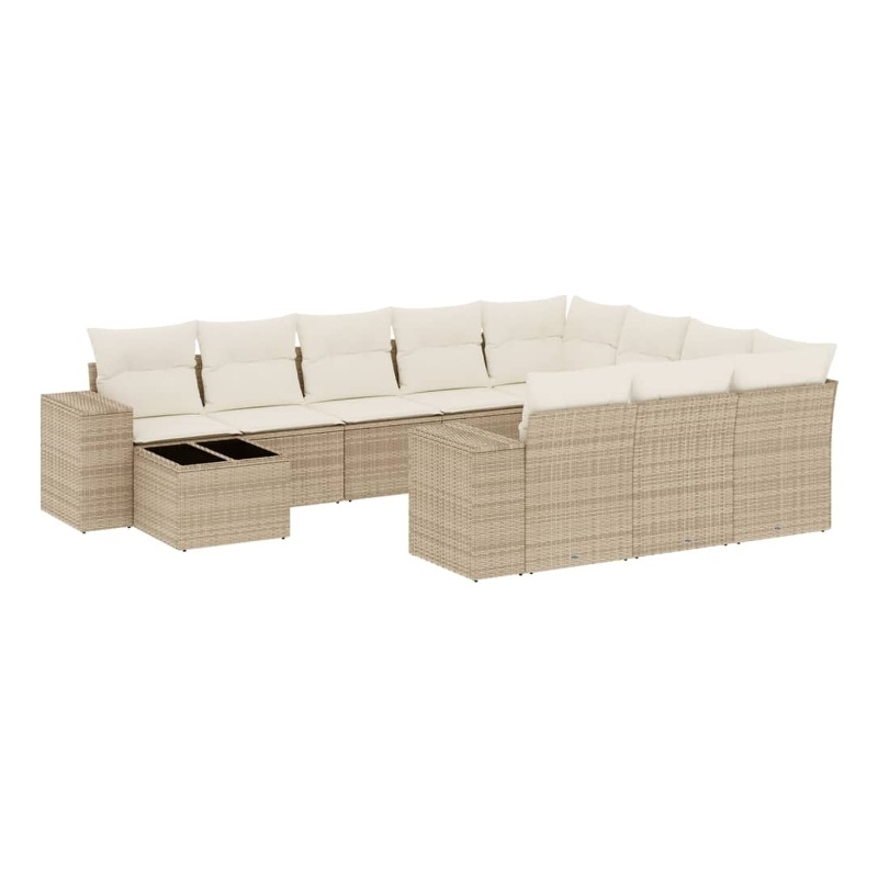 vidaXL 11 Piece Patio Sofa Set in White/Cream/Beige
