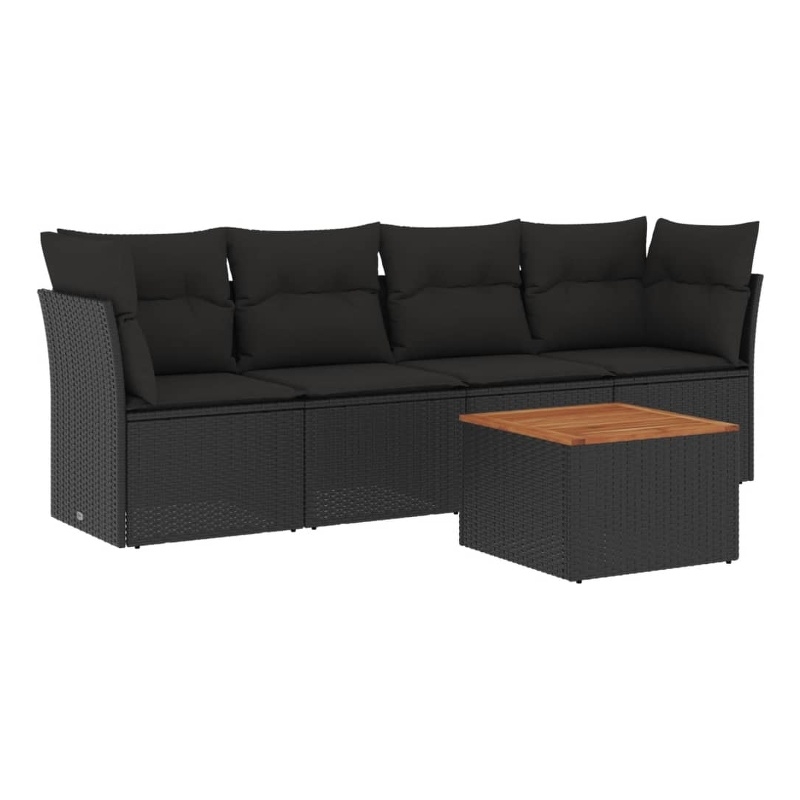 vidaXL 5 Piece Steel Sofa Set in Black/Brown