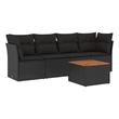 vidaXL 5 Piece Steel Sofa Set in Black/Brown