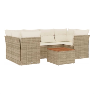 vidaXL 7 Piece Solid Acacia Wood Sofa Set in White/Brown/Cream/Beige