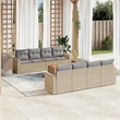 vidaXL 9 Piece Solid Acacia Wood Sofa Set in Gray/Beige