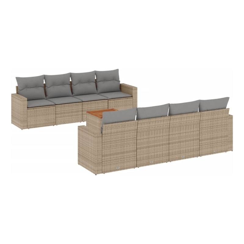 vidaXL 9 Piece Solid Acacia Wood Sofa Set in Gray/Beige