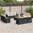 vidaXL Solid Acacia Wood Sofa Set in Black/Cream