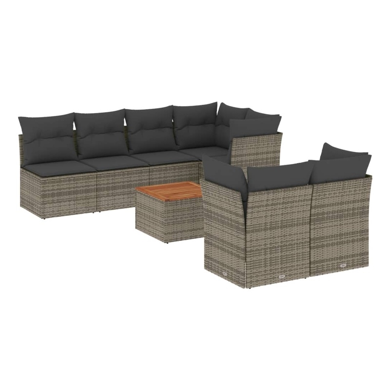 vidaXL Solid Acacia Wood Sofa Set in Gray/Brown