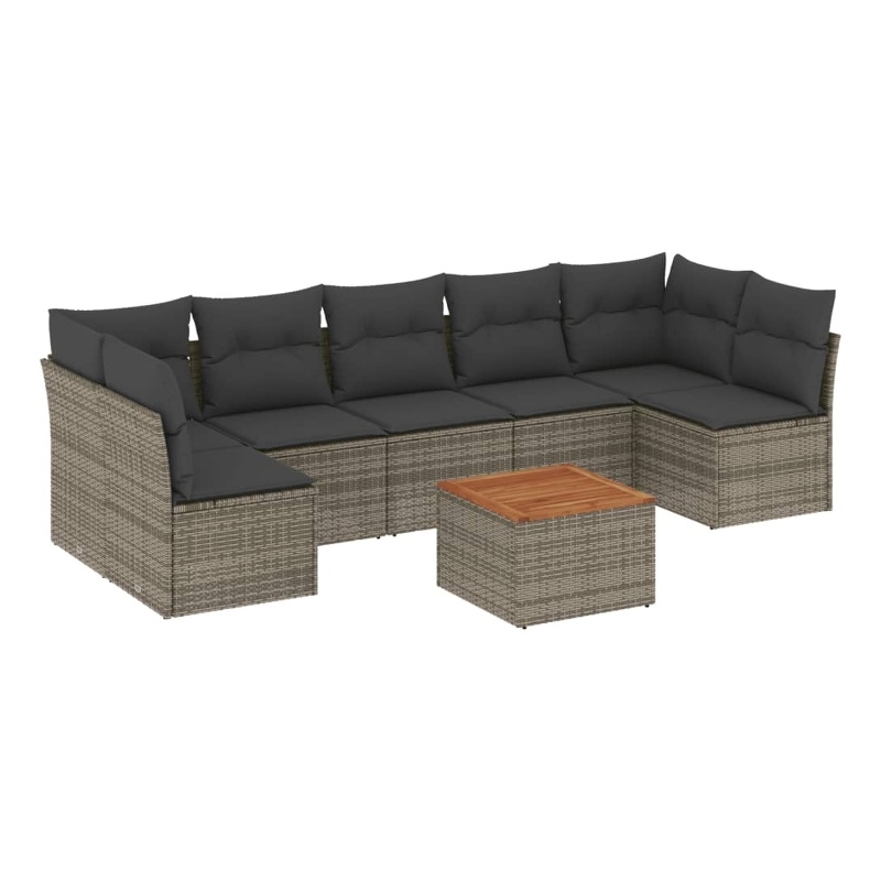 vidaXL 8 Piece Solid Acacia Wood Sofa Set in Gray