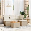 vidaXL 5 Piece Solid Acacia Wood Sofa Set in Beige