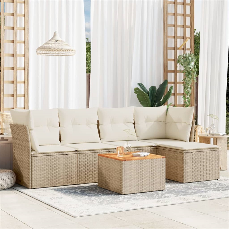 vidaXL 6 Piece Sofa Set in White/Brown/Cream/Beige