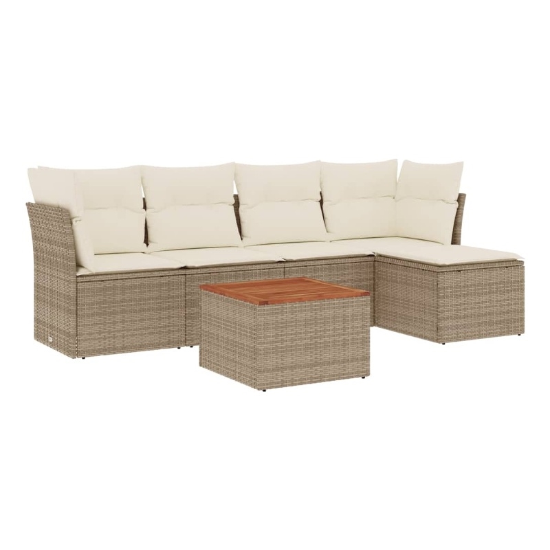 vidaXL 6 Piece Sofa Set in White/Brown/Cream/Beige