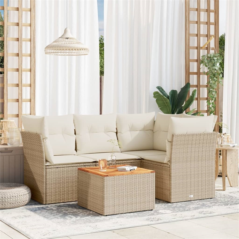 vidaXL 5 Piece Steel Sofa Set in Brown/Cream/Beige