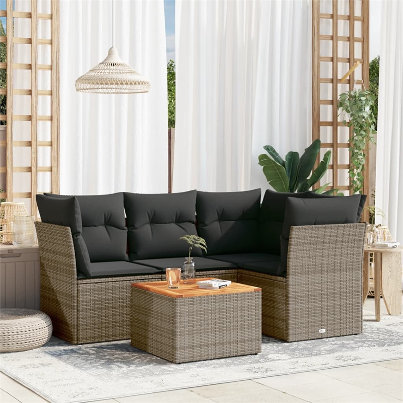 vidaXL 5 Piece Sofa Set in Gray/Brown