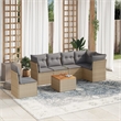 vidaXL 7 Piece Solid Acacia Wood Sofa Set in Beige
